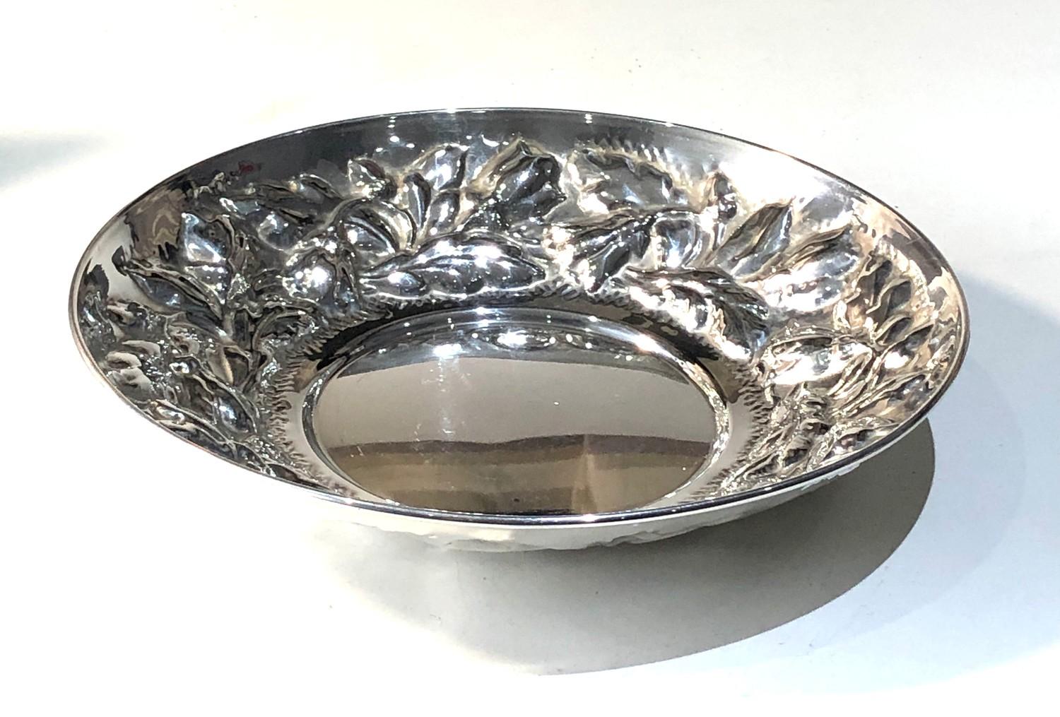 Italian silver embossed bowl measures approx 20cm dia height 3.8cm weight 180g