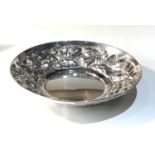Italian silver embossed bowl measures approx 20cm dia height 3.8cm weight 180g