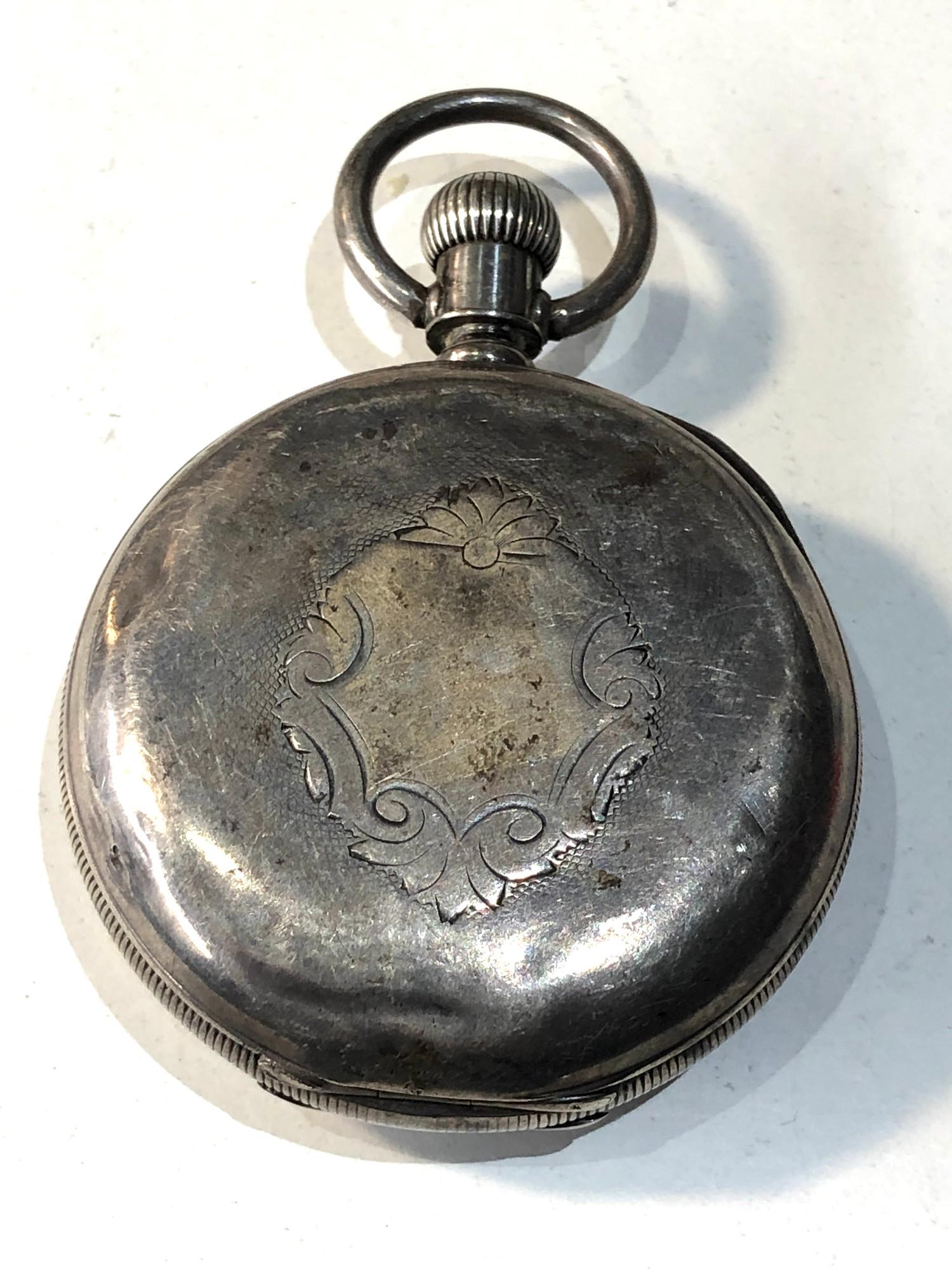 Antique silver cased Am watch Co waltham pocket watch balance will spin does not tick keeps - Image 2 of 5