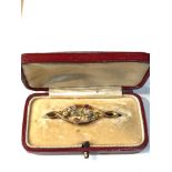 Antique 9ct gold Suffragette Style Peridot Seed Pearl Brooch boxed