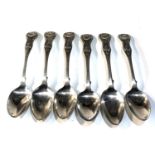 Set of 6 Georgian Scottish silver tea spoons age related marks creases etc weight 90g