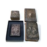 selection of 4 small vintage / antique silver fronted bibles age related wear and marks