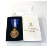 2002 Queen Elizabeth II golden jubilee medal & certificate - boxed