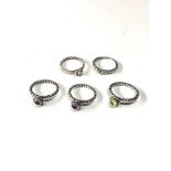 6 silver pandora rings