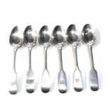 6 antique victorian Scottish silver tea spoons