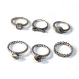 6 silver pandora rings