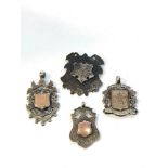 4 antique silver fobs