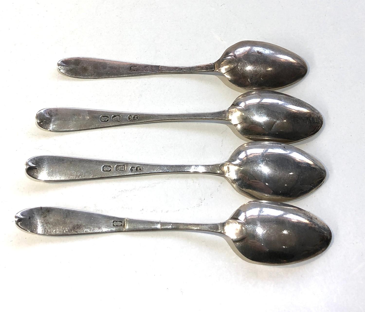 4 Antique Georgian irish silver tea spoons worn condition weight 47g - Image 2 of 3