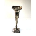 large silver flower vase damage to joint as shown filled base measures approx 23cm tall total weight