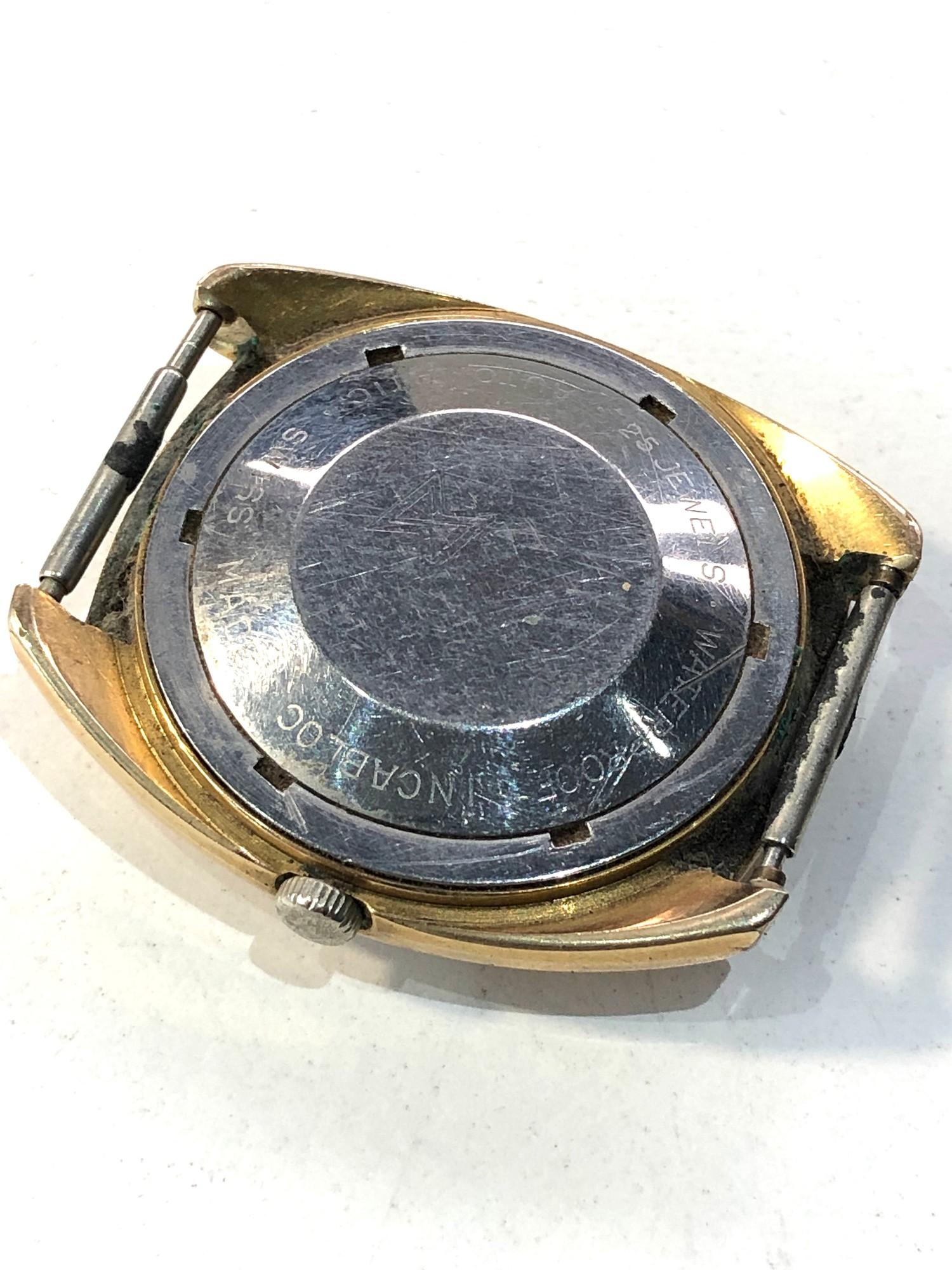 Vintage gents wristwatch Edox Hydromatic parts spares or repair cae measures approx 38mm by 34mm - Image 3 of 3