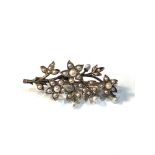 Antique 15ct gold and seed-pearl floral brooch weight 7g measures approx 4.2cm wide