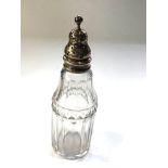 Antique Georgian silver top and glass pepper in good condition measures approx 16cm tall