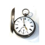 Antique silver cased fusee pocket watch Chas j cowell douglas isle of white watch fully wound but