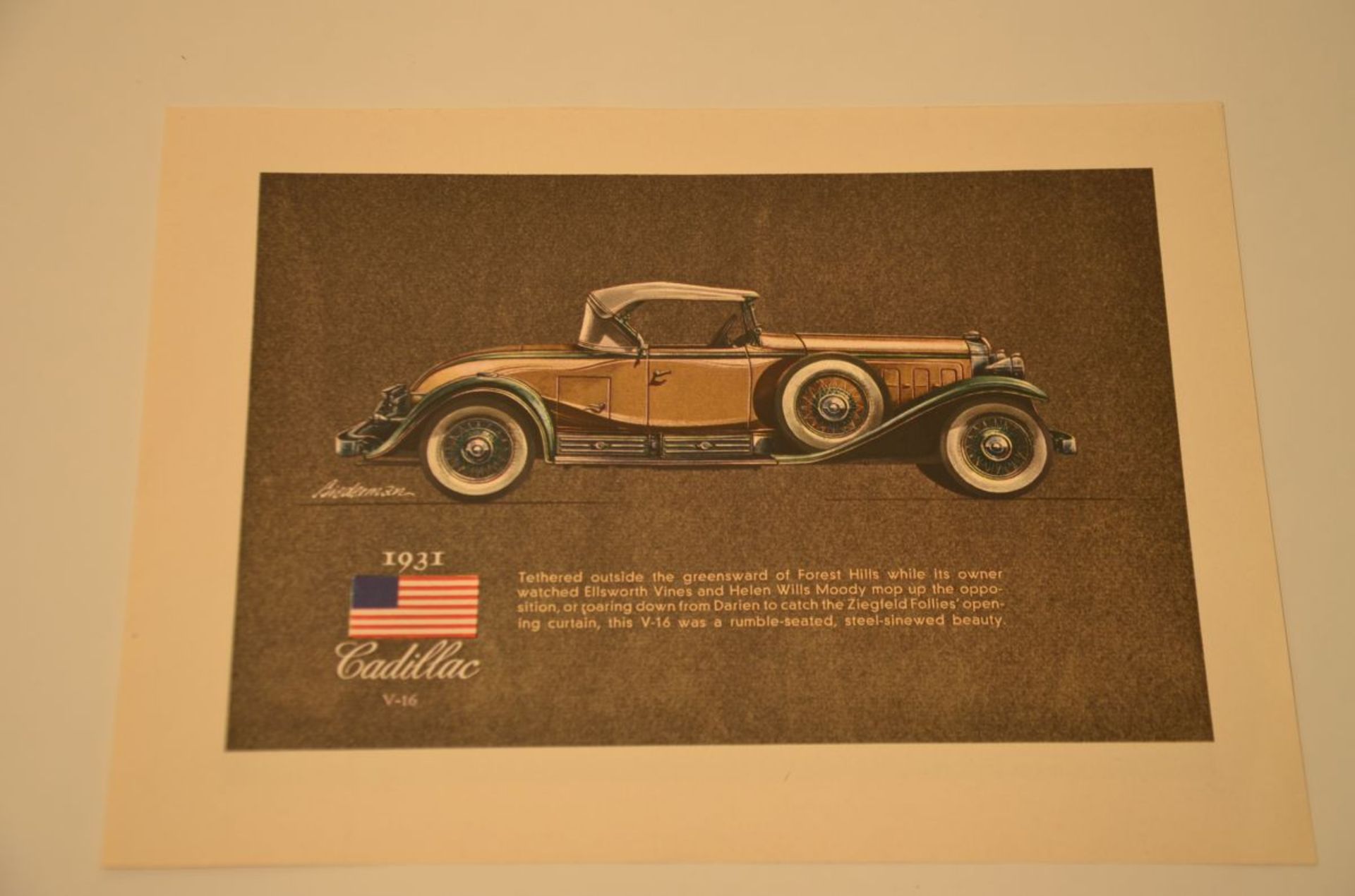 "1930 Bentley 8-Liter" & "1931 Cadillac V16" 2 sided poster - Bild 2 aus 2