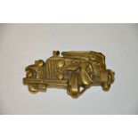 Solid brass belt buckle in classic Rolls-Royce sedan shape