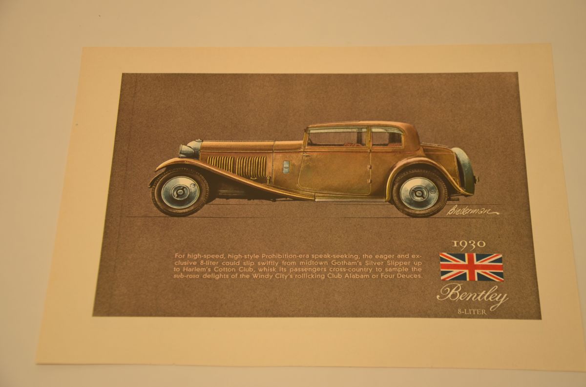 "1930 Bentley 8-Liter" & "1931 Cadillac V16" 2 sided poster