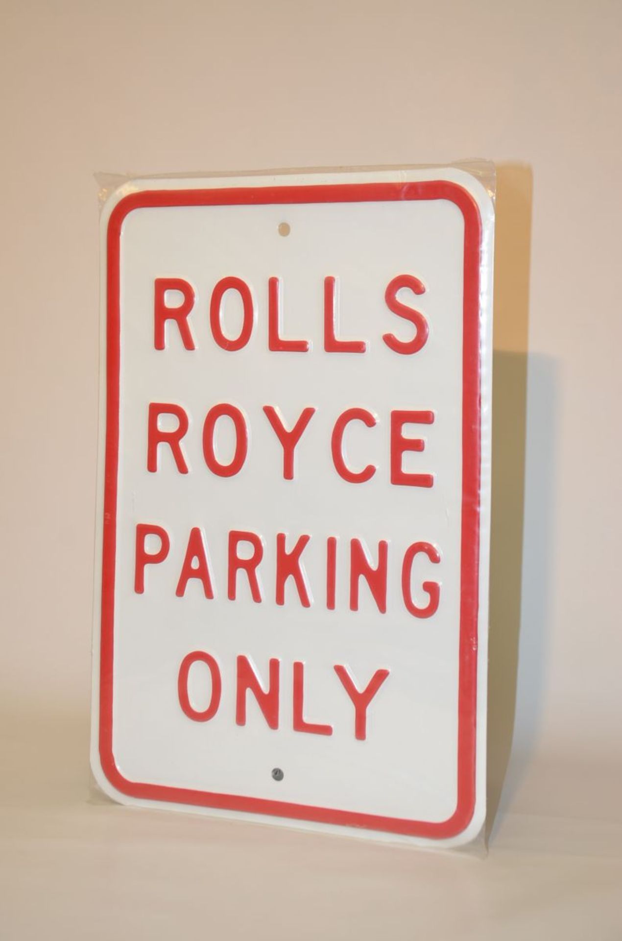 "Rolls Royce Parking Only" metal parking plate