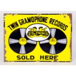 Enamel sign Twin Gramophone RecordsEnamel sign for Twin Gramophone Records, that has 6 mounting