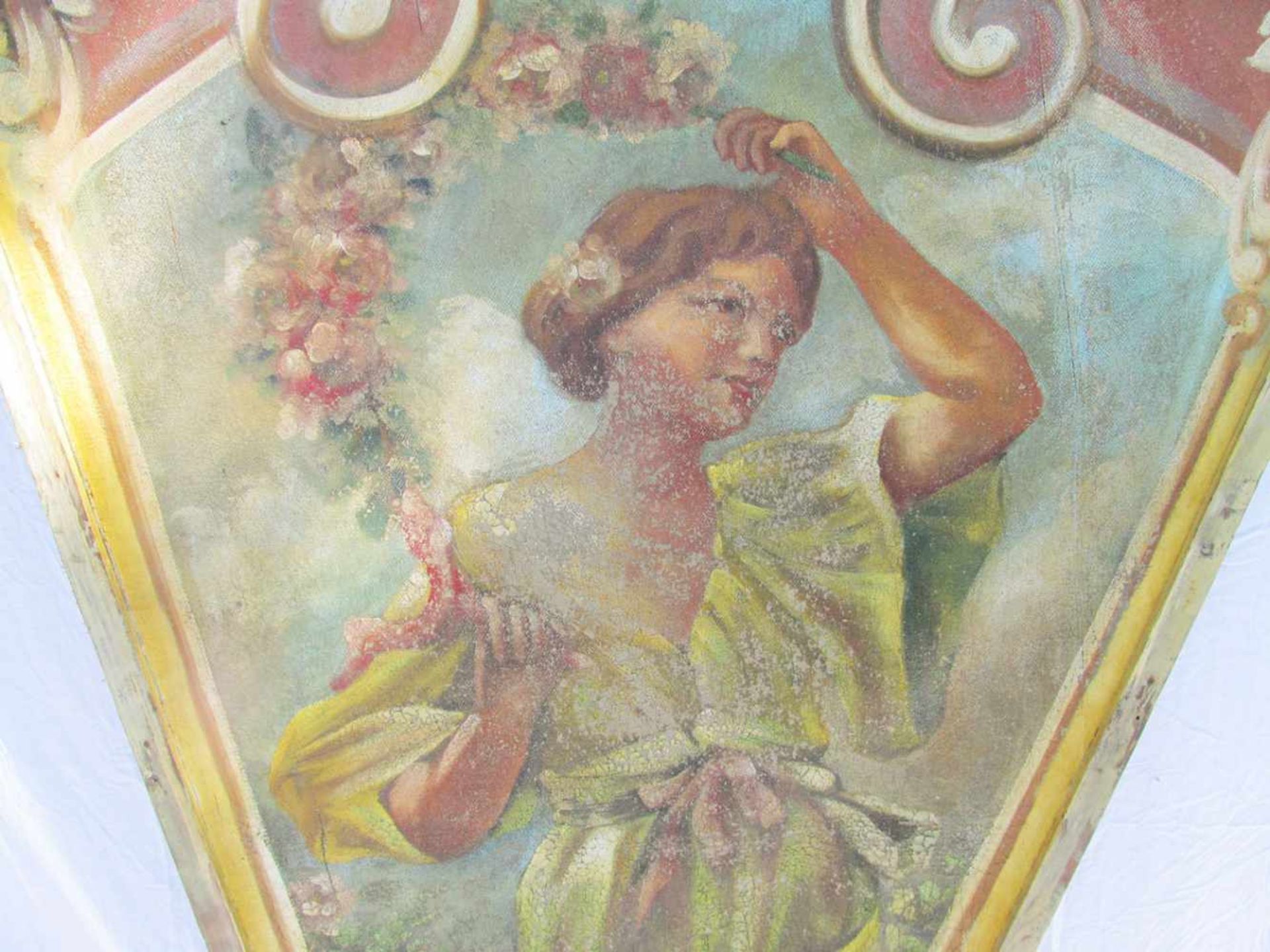 Linen carousel ceiling panelLinen carousel ceiling panel from ca. 1920. Good condition. 184 x 147 - Bild 3 aus 5