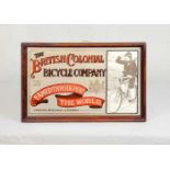 Advertisement on mirror "The British Colonial Bicycle Company"Advertisement printed on mirror - "The