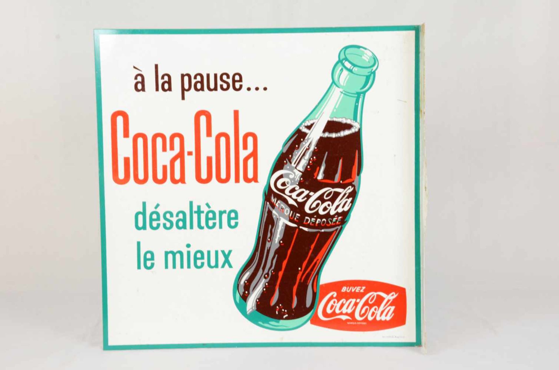 Two-sided metal Coca-Cola sign in FrenchThis two-sided Coca-Cola sign is in French and has a side - Bild 2 aus 4