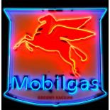 Mobilgas Logo Pegasus Neon Sign XLLarge XL Neon - > 1 Meter. Big metal casing behind the neon. The