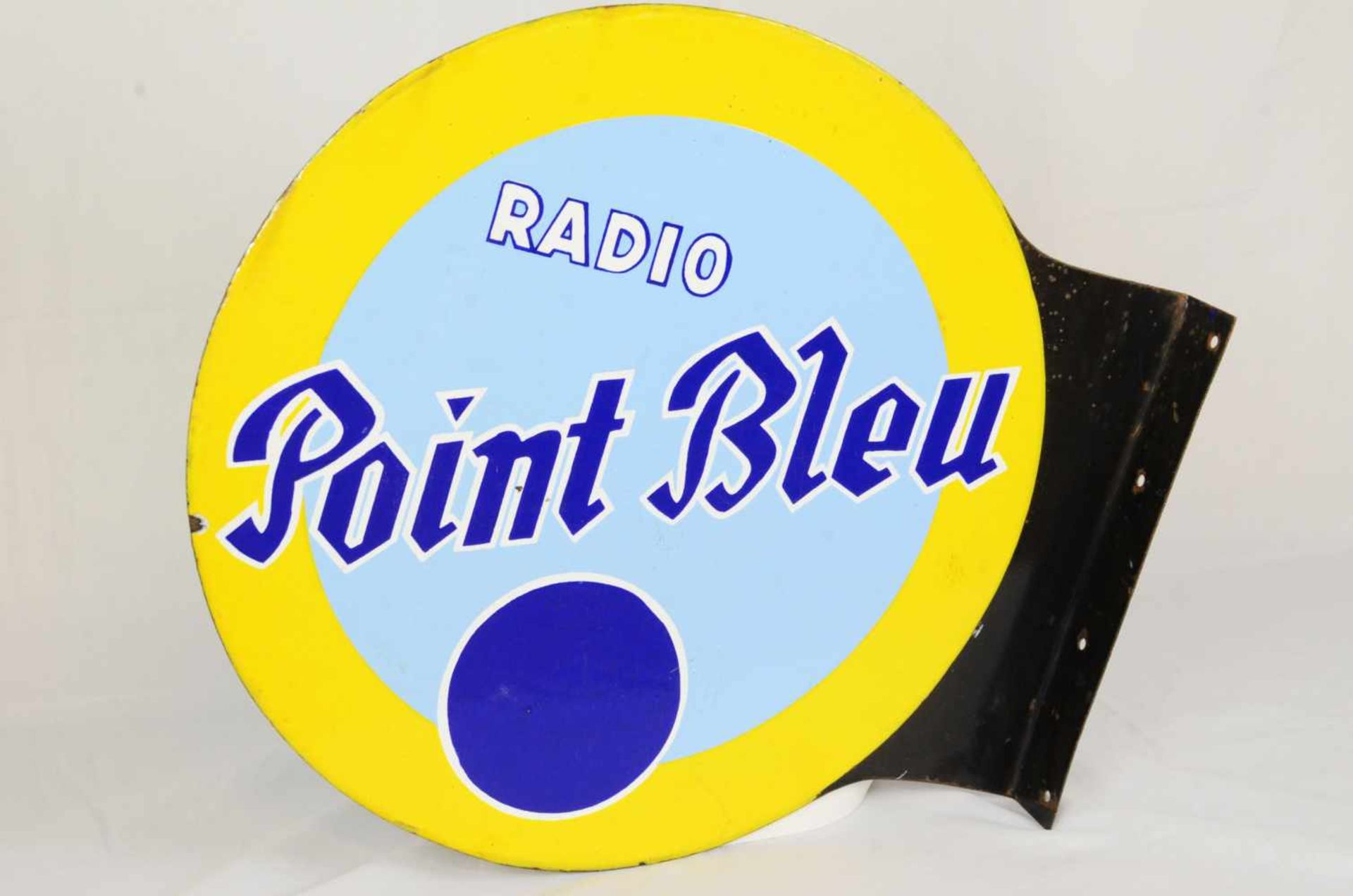 Two-sided enamel sign Radio Point BleuThis two-sided enamel sign Radio Point Bleu has a side - Bild 3 aus 3