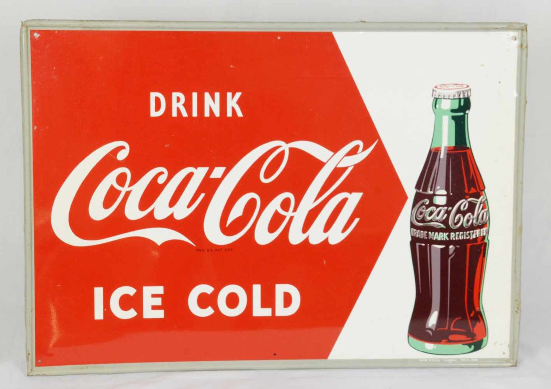 U.S.A. made tin metal Coca-Cola signThis U.S.A. made Coca-Cola sign is made from tin metal and has 6