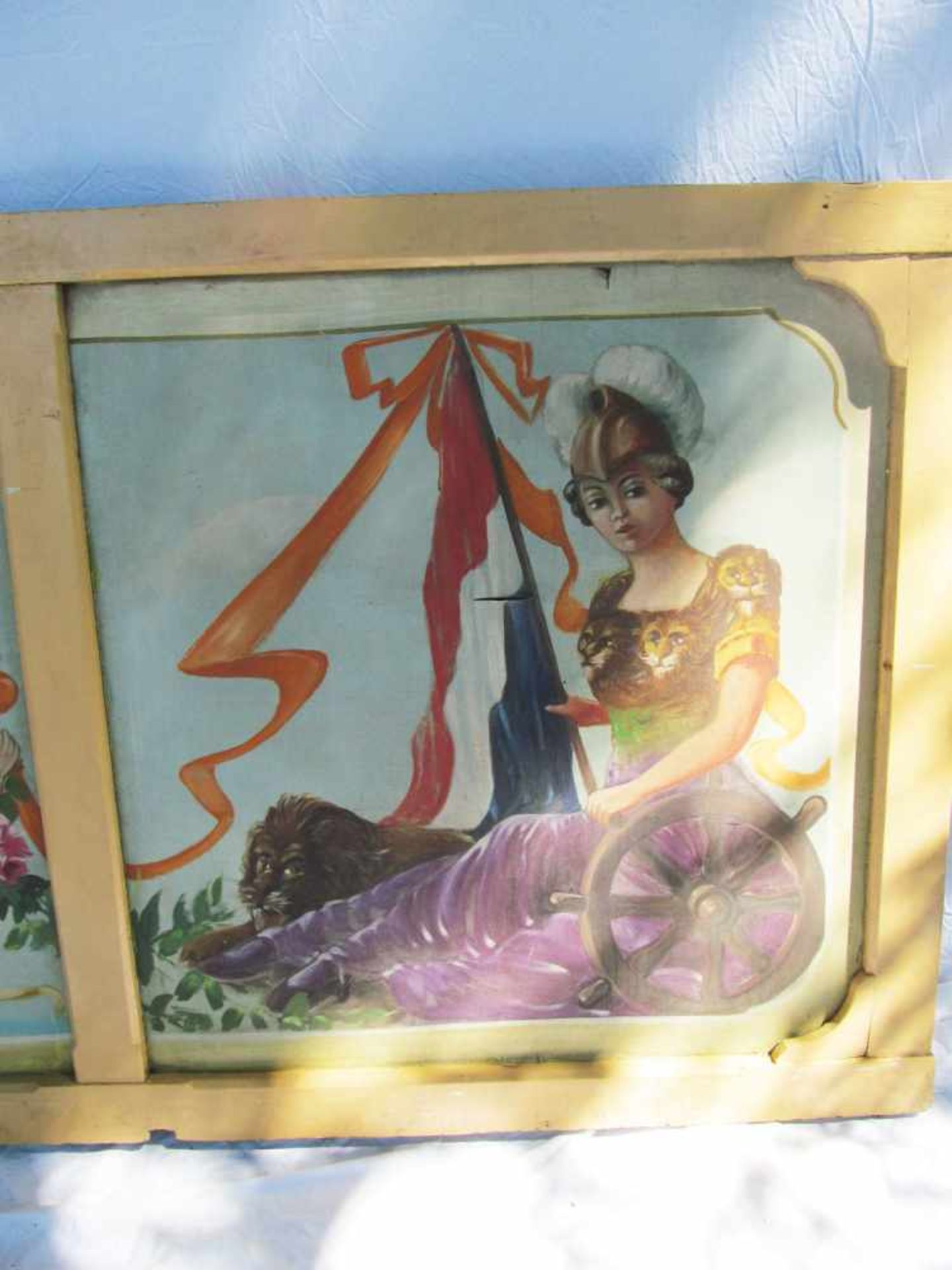 Fairground ArtLarge framed linen panel with nice art of Angels and woman holding the Dutch flag. 245 - Bild 2 aus 7