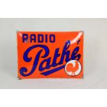 Curved enamel sign Radio PathéThis Radio Pathé curved enamel sign has 4 mounting holes. Overall good