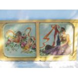 Fairground ArtLarge framed linen panel with nice art of Angels and woman holding the Dutch flag. 245