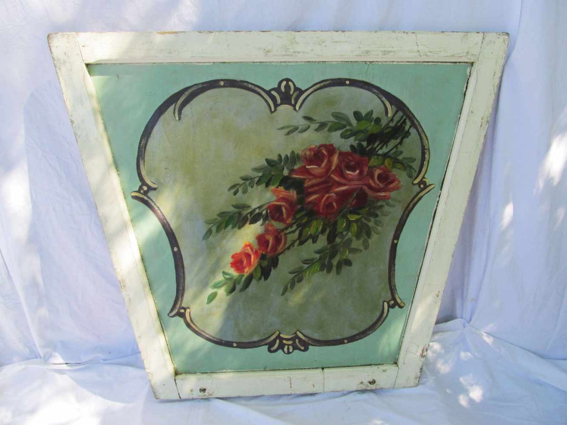 A set of 3 part linen panels with flower artA set of 3 part linen panels with flower art. Size - Bild 4 aus 7