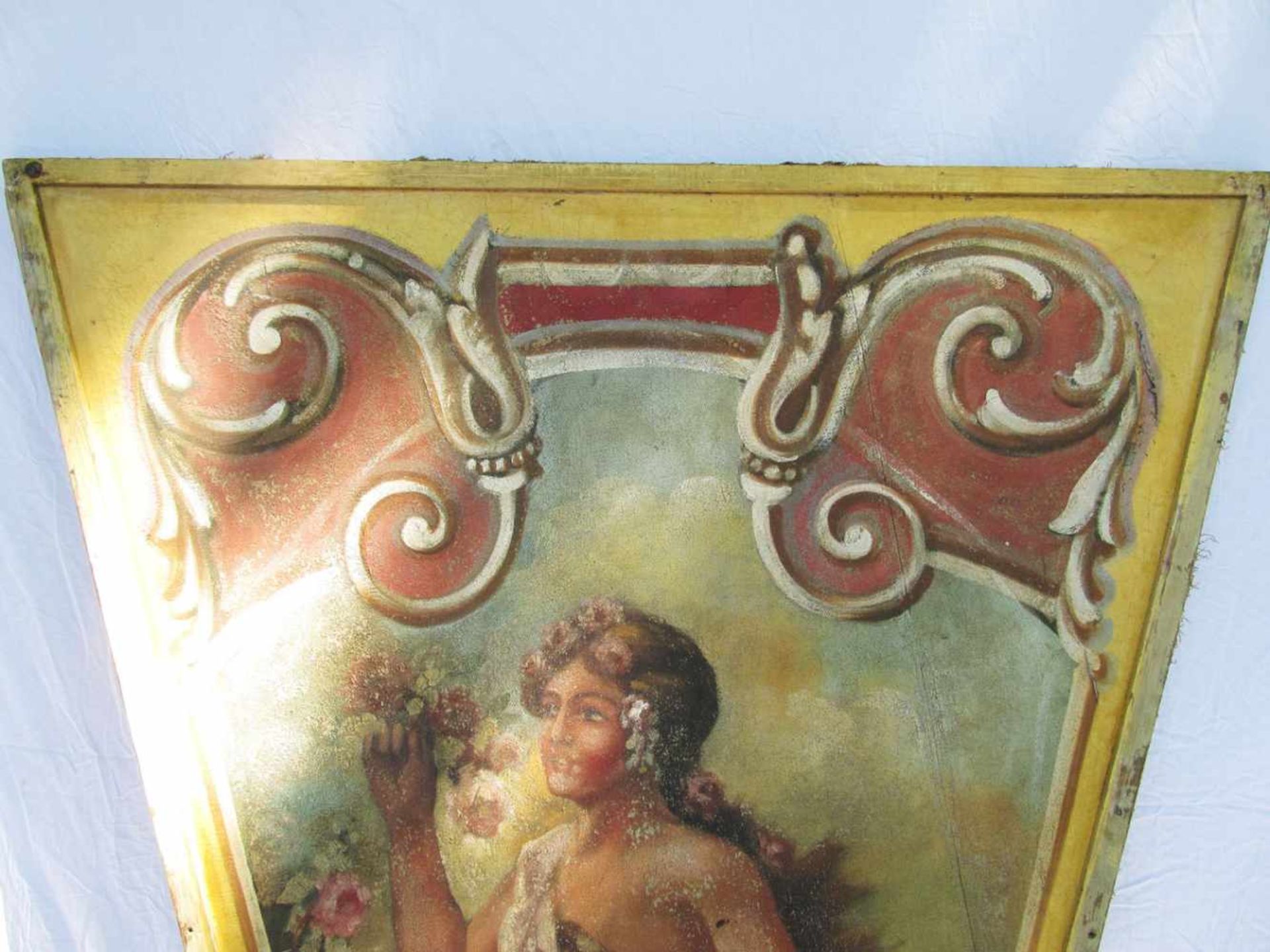 Linen carousel ceiling panelLinen carousel ceiling panel from ca. 1920. Good condition. 184 x 147 - Bild 3 aus 5