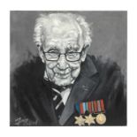 Portrait of Captain Tom Moore oil on canvas