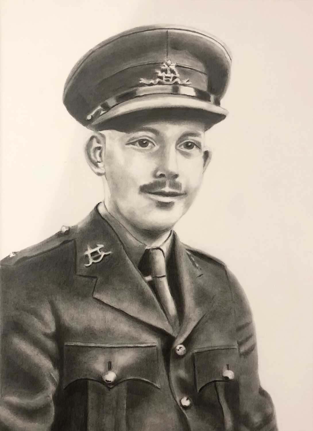Young Captain Tom Moore pencil drawing