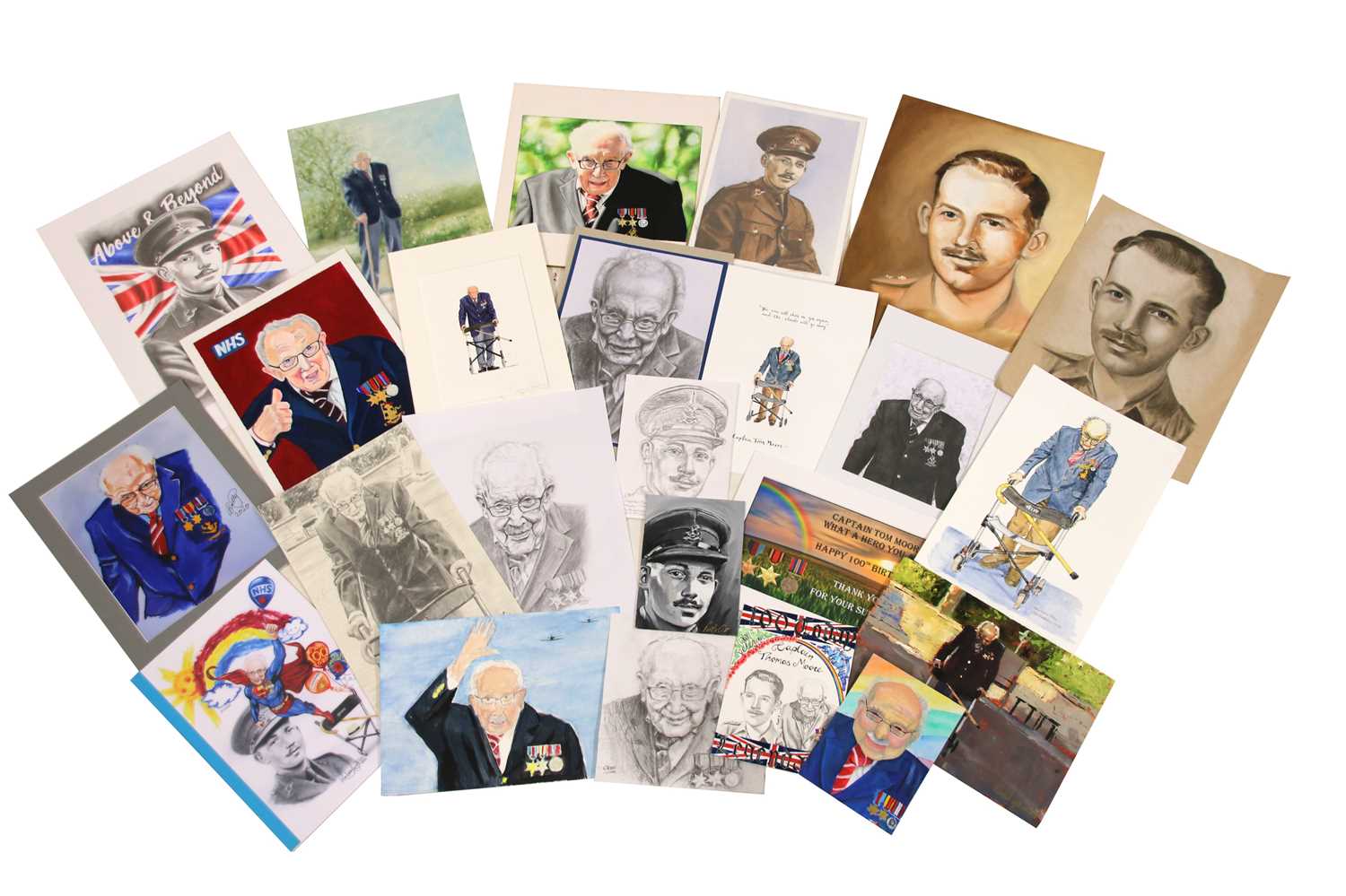 A collection of sketches, prints and photographs of Captain Tom