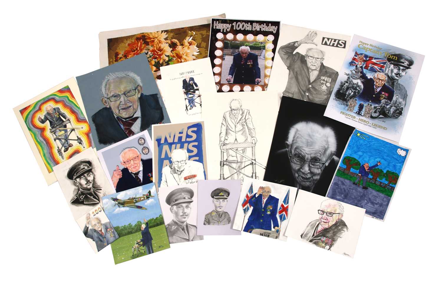 A collection of sketches, prints and photographs of Captain Tom - Image 2 of 4