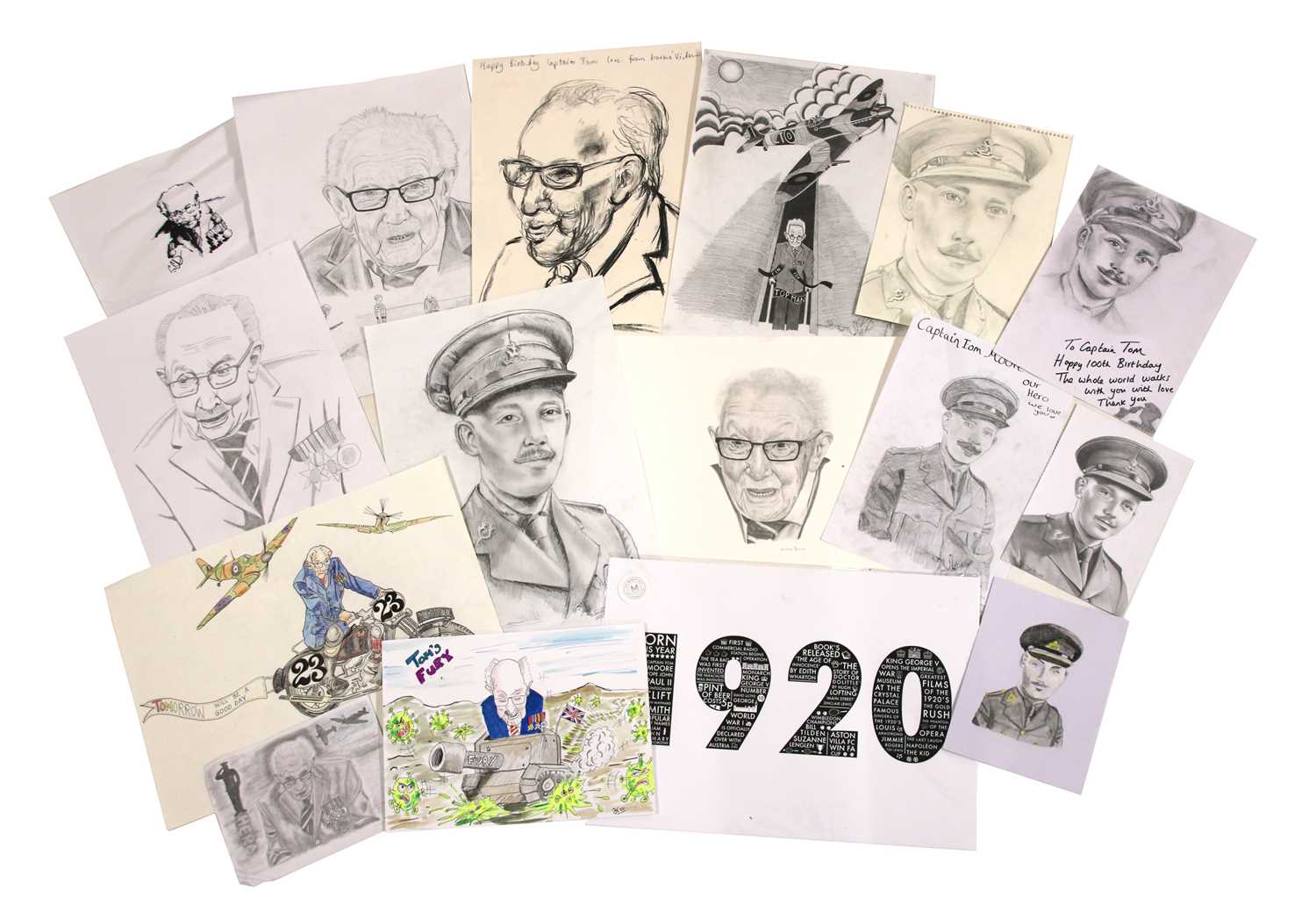 A collection of sketches, prints and photographs of Captain Tom - Image 3 of 4