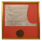 Large framed document with great seal intact.