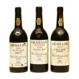 Grahams, Vintage Port, 1975 and 1980 and Malvedos, 1978, one bottle each