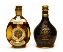 Glenfiddich, Aged 18 Years, one bottle and Vecchia Romagna Brandy, one bottle
