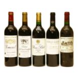 Assorted Bordeaux to include: Chateau d'Angludet, Margaux, 1995, one bottle, and four various