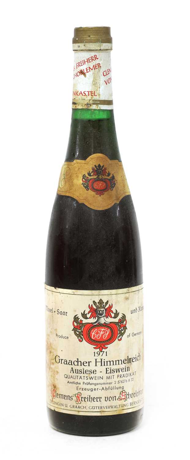 Graacher Himmelreich, Auslese Eiswein, Clemens Freiherr von Schorlemer, 1971, one bottle