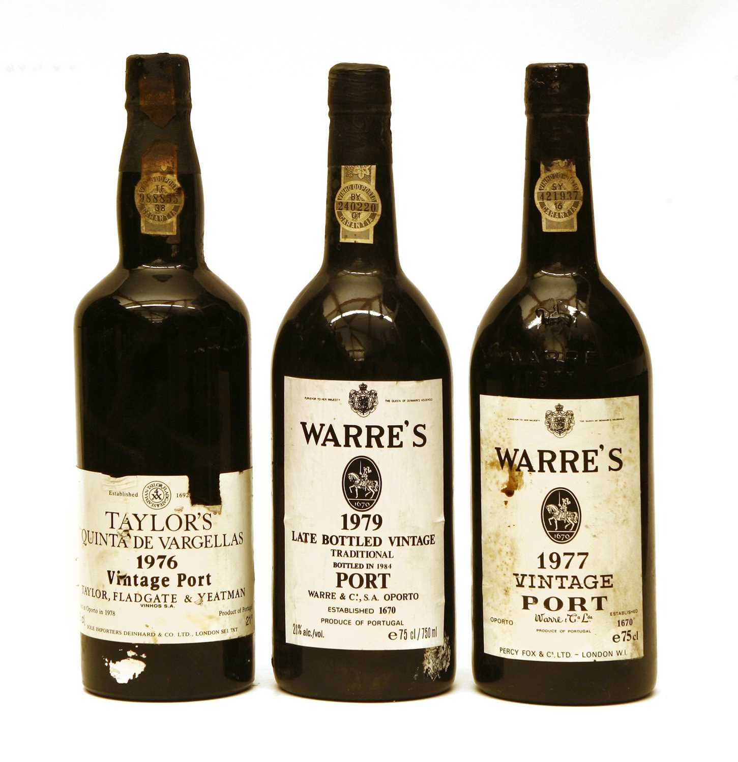 Assorted Port: Warres, 1977; Warres, LBV, 1979 and Taylors, 1976