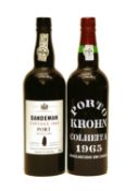 Assorted Port to include: Porto Krohn, Colheita Port, 1965 and Sandeman, Vintage Port, 1982