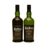 Ardbeg, Uigeadail, Islay Single Malt Scotch Whisky, 54.2% vol and another Ardbeg, total two bottles