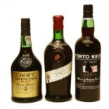 Assorted Port: Porto Krohn, Colheita Port, 1963, one bottle and two various others