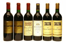 Assorted 1990 Bordeaux: Ch Hortevie, Meyney, Le Crock and Brane Cantenac, six bottles in total