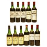 Assorted Red Bordeaux: Chateau Beychevelle, St Julien, 1967, two bottles and nine various others