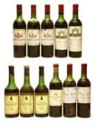 Assorted Red Bordeaux: Chateau Beychevelle, St Julien, 1967, two bottles and nine various others